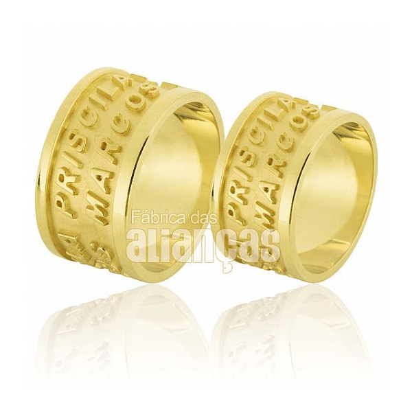 Alianças De Noivado e Casamento Em Ouro Amarelo 10k - FA-596-10K - Fábrica das Alianças