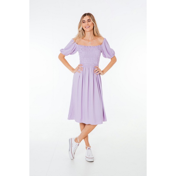 Vestido lilas manga bufante