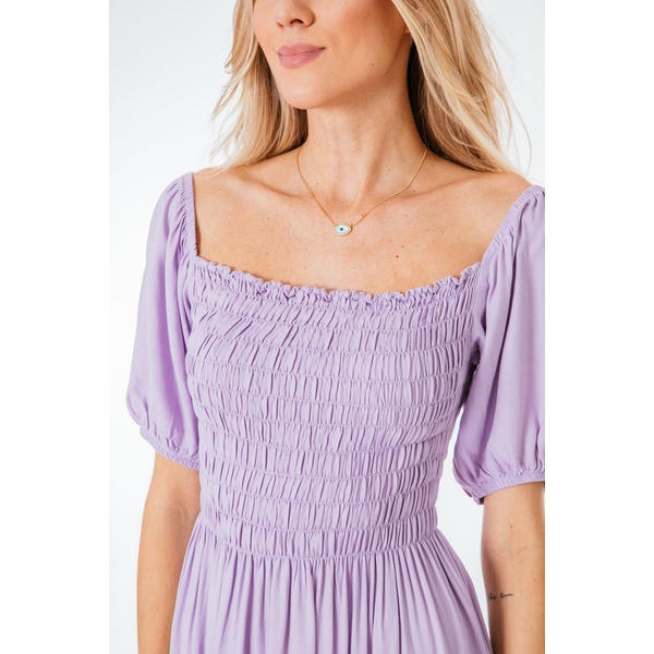 Vestido lilas manga bufante