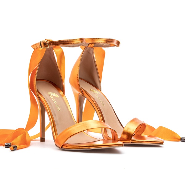 Sandália Salto Agulha Laranja | Arco íris Shoes | Sapatos Femininos  Alternativos