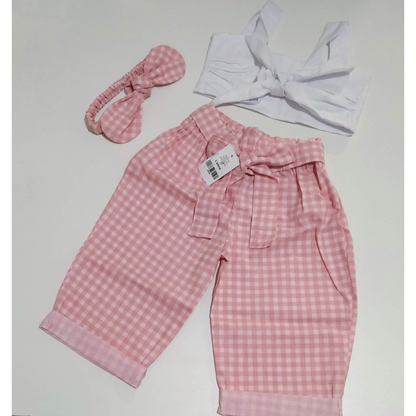 calça xadrez rosa