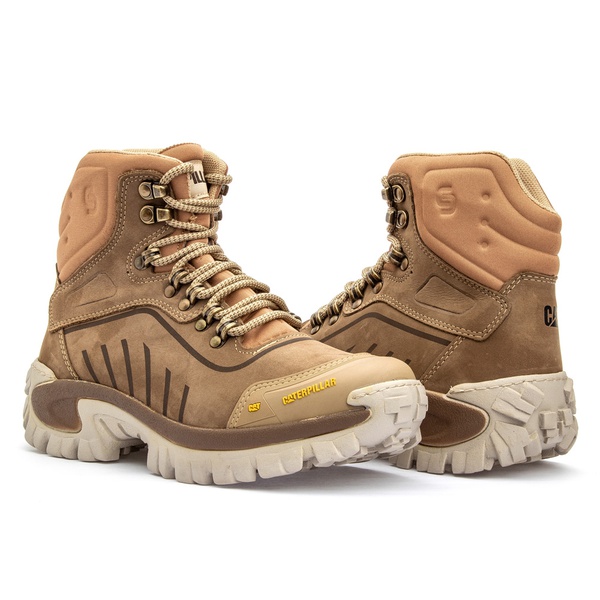 Bota Masculina Caterpillar em Couro Legítimo Cano Médio - Creme Nobock |  NOTORIAN'S SHOP