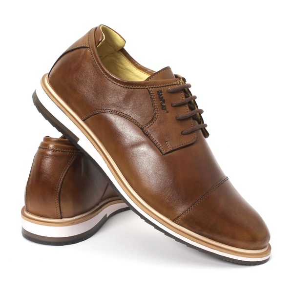 Sapato Derby Masculino Couro Legítimo Tabaco Forro de Couro Badplay |  BADPLAY