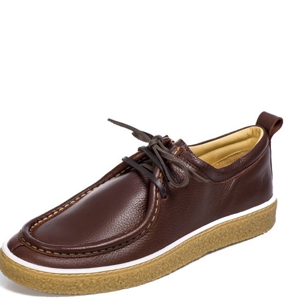 Sapato Casual Couro Legítimo Café Sola Bege Forro de Couro | Berlutini Shoes