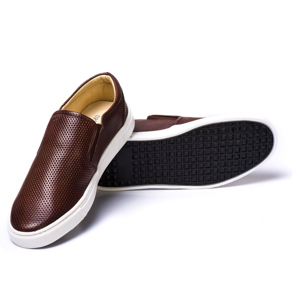 Sapatênis Slip On Café Em Couro Legítimo Berlutini 75017 | Berlutini Shoes