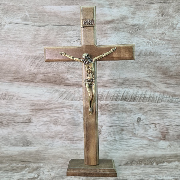 Crucifixo Mesa e Parede -Madeira 35 cm 