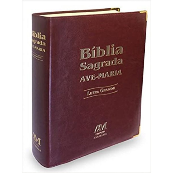 Bíblia Letra Grande Ave Maria Capa Marrom