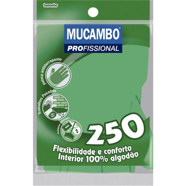 MUCAMBO LUVA LATEX VERDE 250 0,55 G C/FORRO