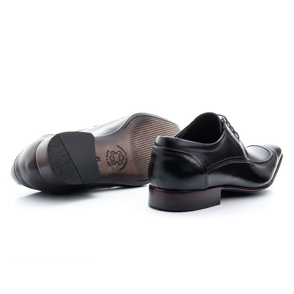 sapato social masculino de cadarço preto sola de couro | BIGIONI