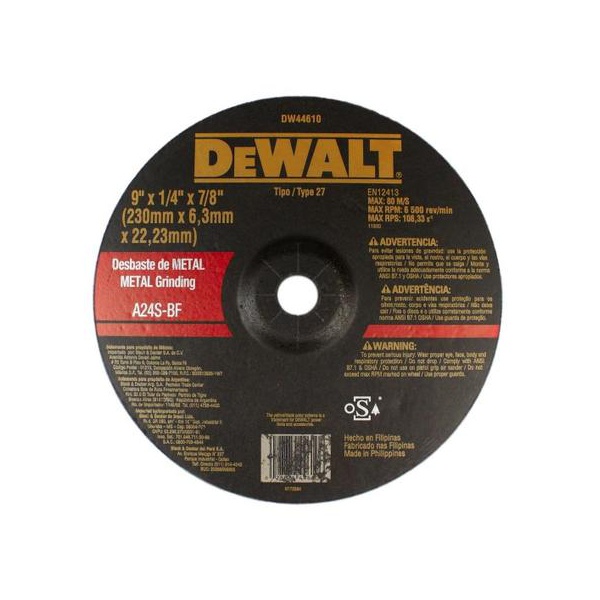Disco De Desbaste 9 x 1/4 x 7/8 Pol. - DEWALT - DW44610