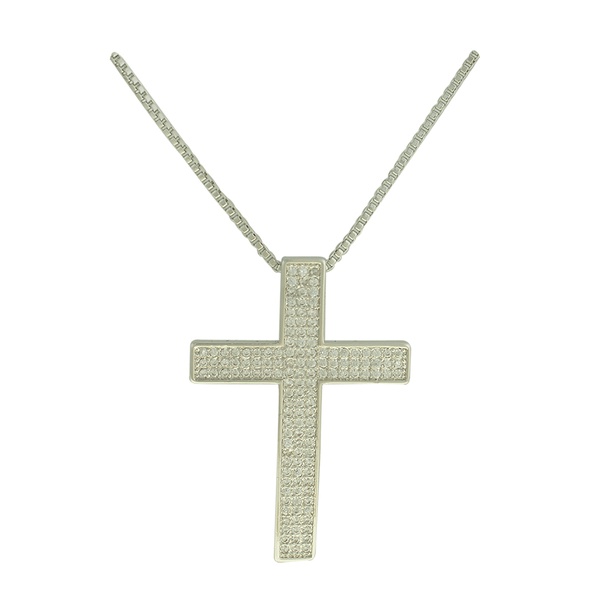 Colar Crucifixo Zircônia Lesprit LC01431WRH Ródio Cristal