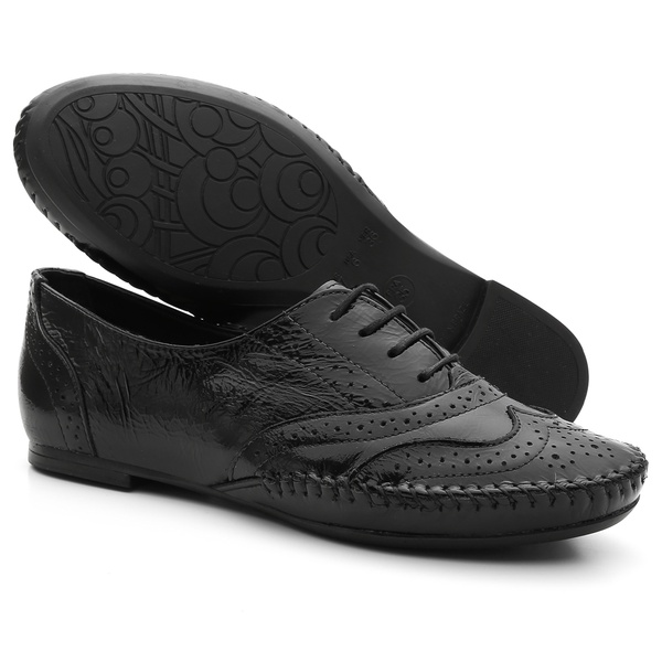 Sapatilha Feminina Sandalia Rasteirinha Sapato Conforto 15360 Preto Verniz  | BMBRASIL CALÇADOS