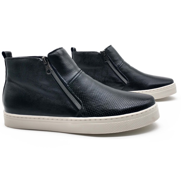 Tênis Botinha Feminina Slip On Cano Alto Couro Zíper 26100 | BMBRASIL  CALÇADOS