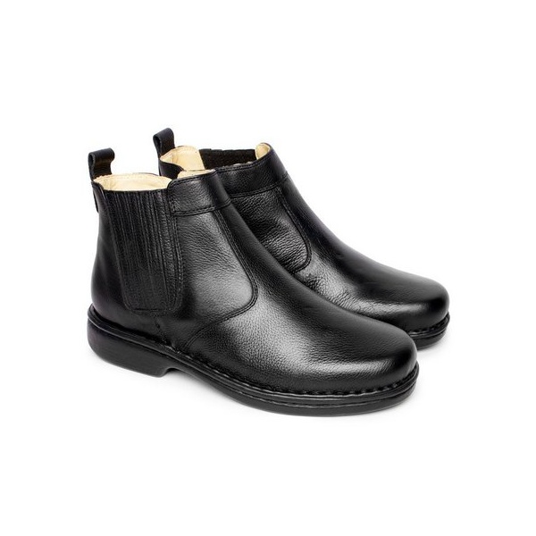 bota confortável masculina antistress couro preto