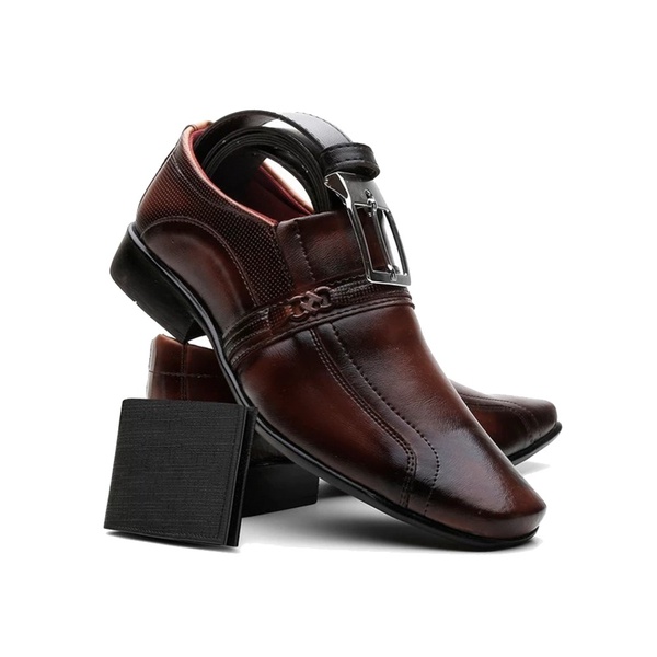 sapato social com carteira e cinto