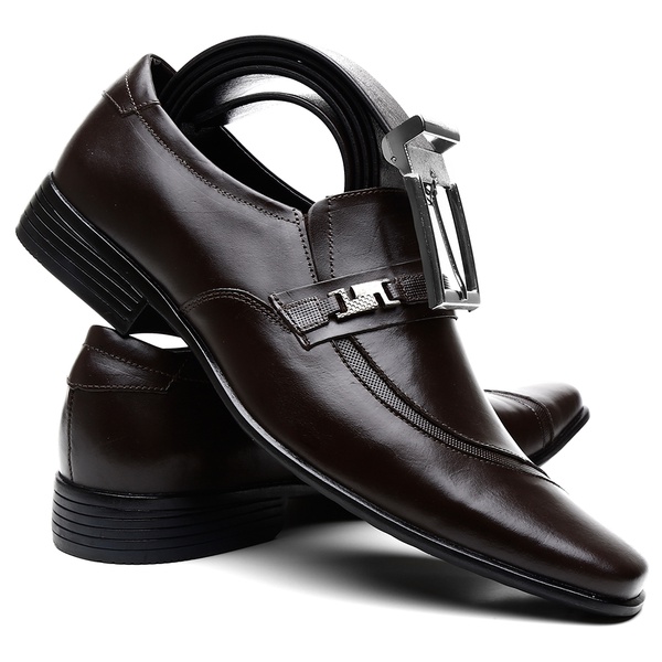 kit sapato social masculino couro legitimo