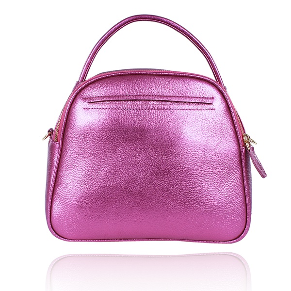 Bolsa Vanessa Média Couro Pink Metalizado Matelassê | CAMPEZZO