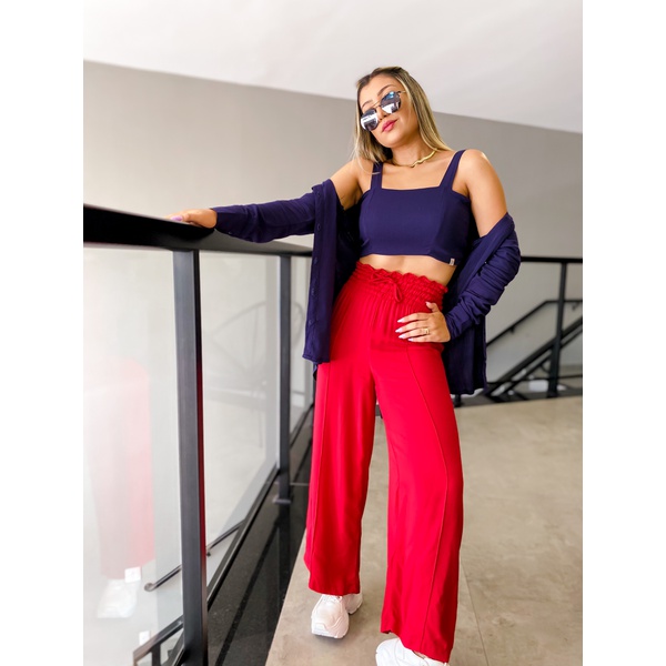 Calça Pantalona Íris Vermelha | CAROLLA FERRARO
