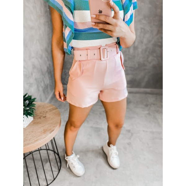 Shorts alfaiataria rosa clearance