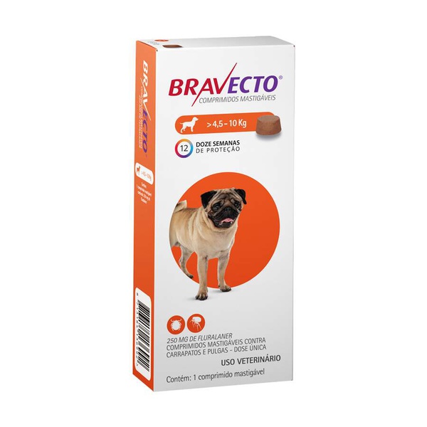 Bravecto 250 Mg De 4,5 Até 10 Kg -12 Semanas - Bravecto