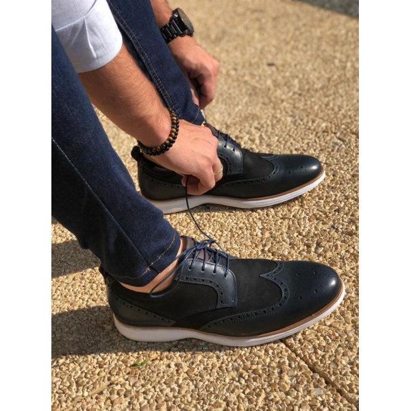 Sapato Casual Masculino Derby Brogue CNS Marinho | CNS Calçados