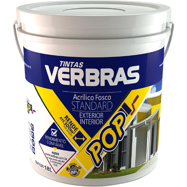 Tinta Acrílica Pop Fosco Verbras Exterior-Interior Balde 18L | CREL TINTAS