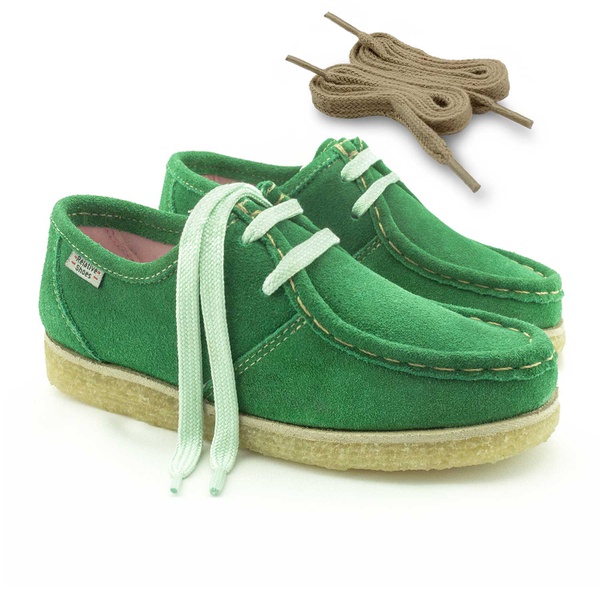 Sapato Cacaréco Feminino Verde Floresta em camurça natural com cadarço  extra, forrado em tecido poliéster e solado crepe em borracha látex. |  DALESHOES