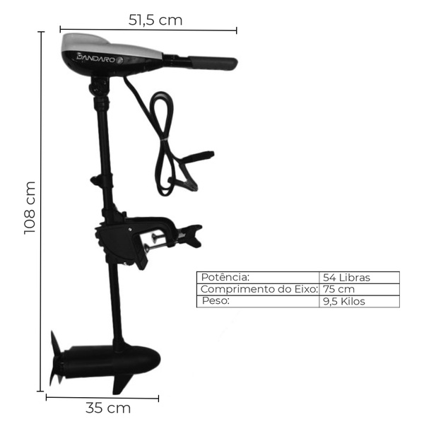 Motor De Popa Eletrico Dandaro 54 Lbs Dandaro