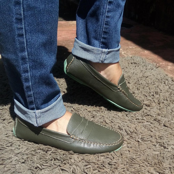 Mocassim Portofino Couro Verde Musgo - Cavage | Loja Online