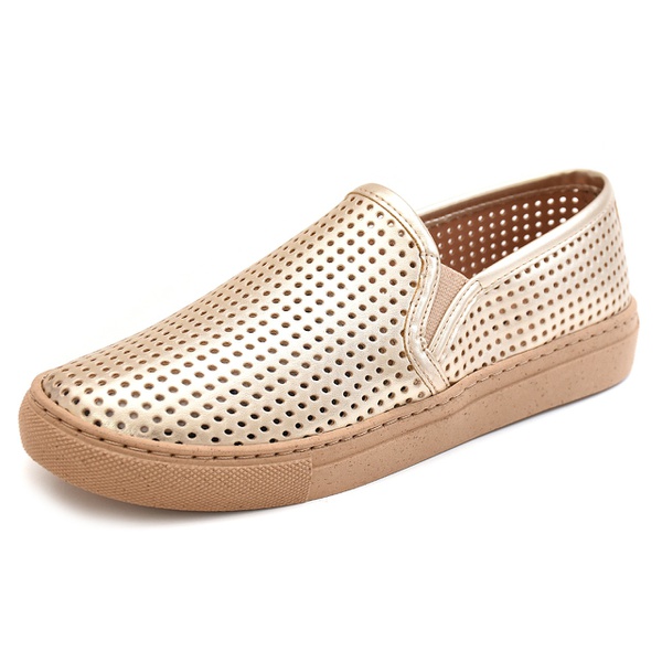 Tênis Feminino Slip On Furadinho Dourado | D\u0026R SHOES