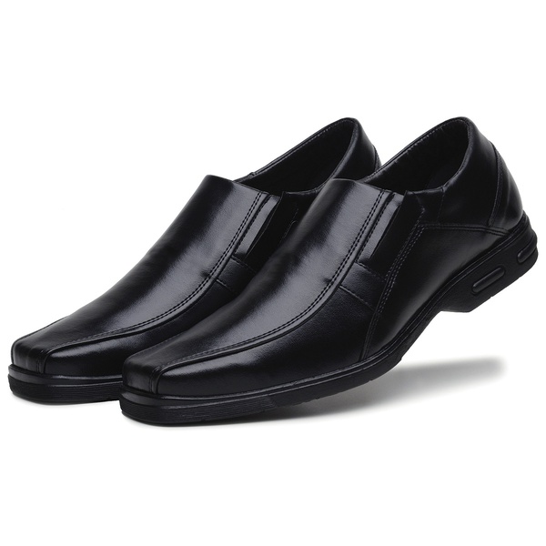 Sapato Social Masculino Bico Quadrado em Couro Sintetico Preto | D\u0026R SHOES