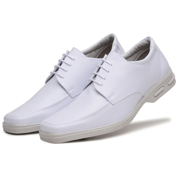 Sapato Social Masculino Bico Quadrado em Couro Sintetico Branco | D\u0026R SHOES