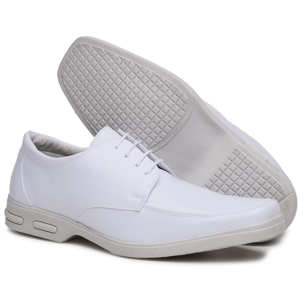 Sapato Social Masculino Bico Quadrado em Couro Sintetico Branco | D\u0026R SHOES