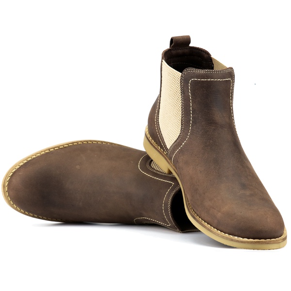 Bota Masculina Casual Chelsea Classica Em Couro Legitimo Verde Crazy Horse D R Shoes