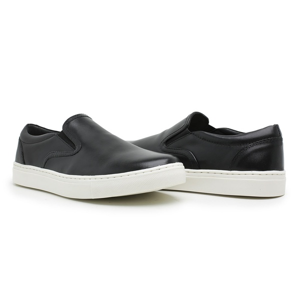 slip on masculino couro preto