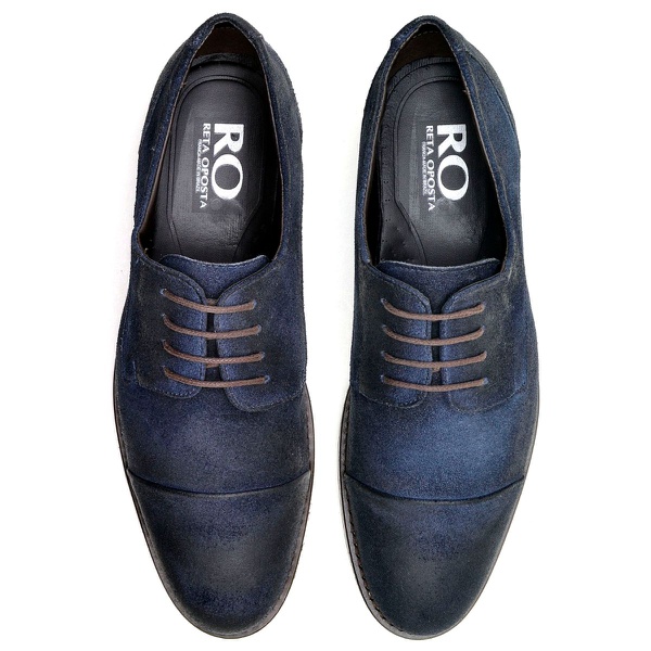 Sapato Casual Masculino em Couro Camurça Marinho | D\u0026R SHOES