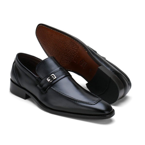 Sapato Social Masculino em Couro Legítimo Preto | D\u0026R SHOES