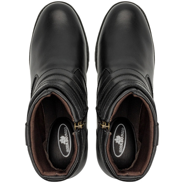 Bota Feminina Pompéia Com Detalhe de Tiras Em Couro Preto | D\u0026R SHOES