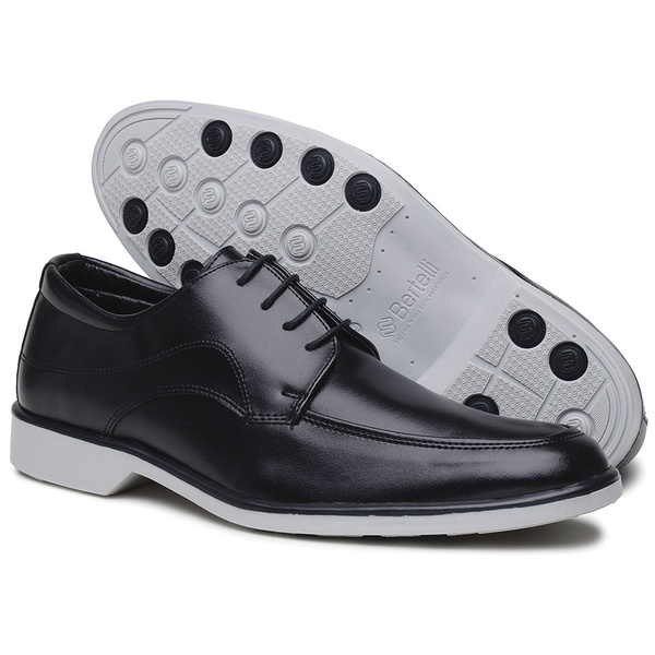 Sapato Social Comfort 2 Preto/Branco Couro Sintético - Linha Chaves |  Dhario Fashion
