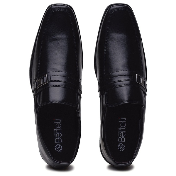 Sapato Social Preto Couro Sintético - Linha Chave | Dhario Fashion