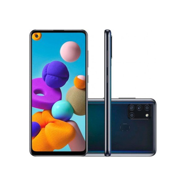 Smartphone Samsung Galaxy A21s 64GB Dual Chip Android 10 Tela 6.5" Octa-Core 4G Câmera Quádrupla 48MP+8MP+2MP+2MP - Preto