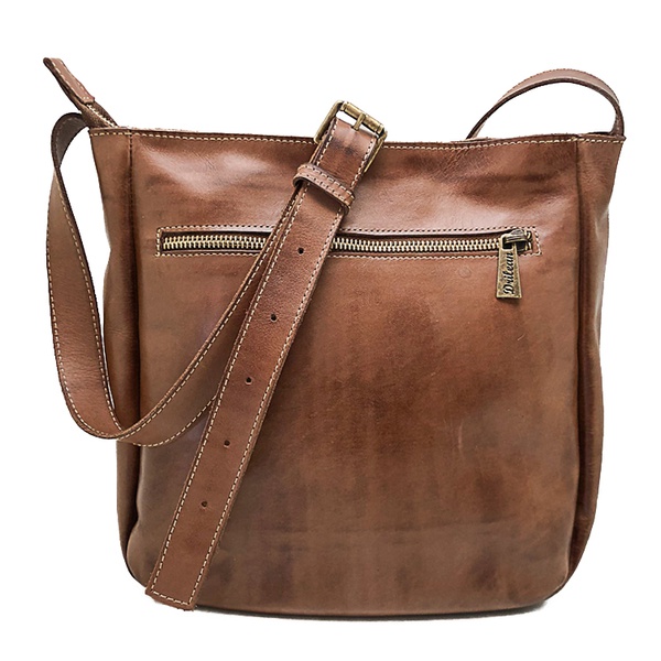 dark brown leather bolsa