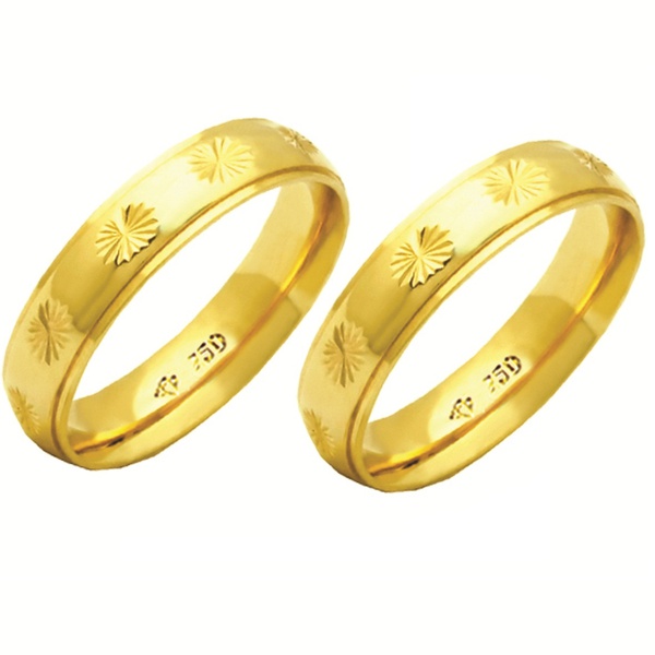 Alianças de casamento e noivado em ouro 18k 750 trabalhadas antômica 5 mm