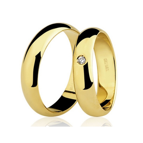 Alianças de casamento e noivado em ouro 18k 750 tradicional com diamante 5,50 mm