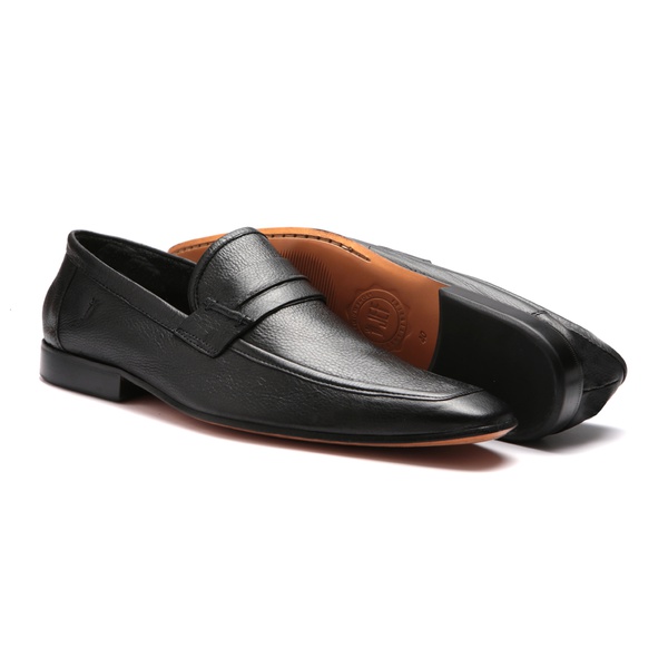 Sapato Masculino Mocassim Social Gravata Recorte Cervo Preto | JEF