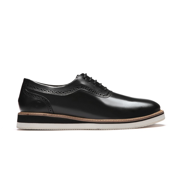 Sapato Masculino Oxford Casual Semi Brogue Vintage Preto