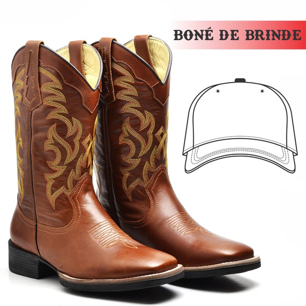 bota texana masculina cano longo