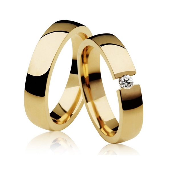 Par De Aliança Casamento De Ouro 18k Com Diamante De 10 Pontos