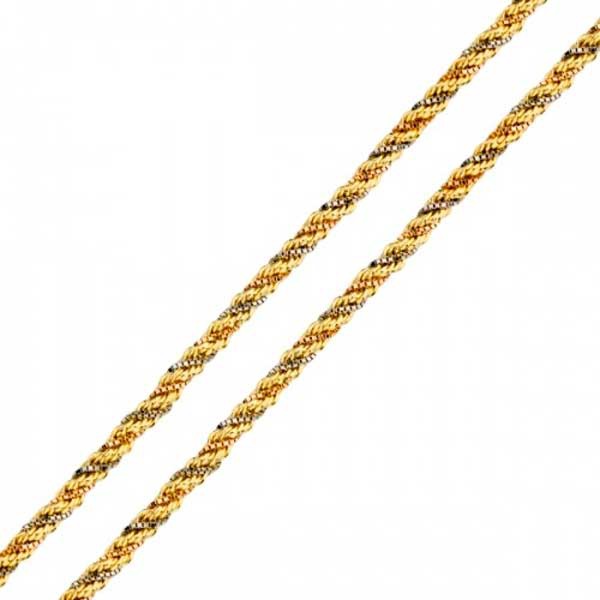Corrente De Ouro 18k Corda Tricolor De 2,3mm Com 40cm