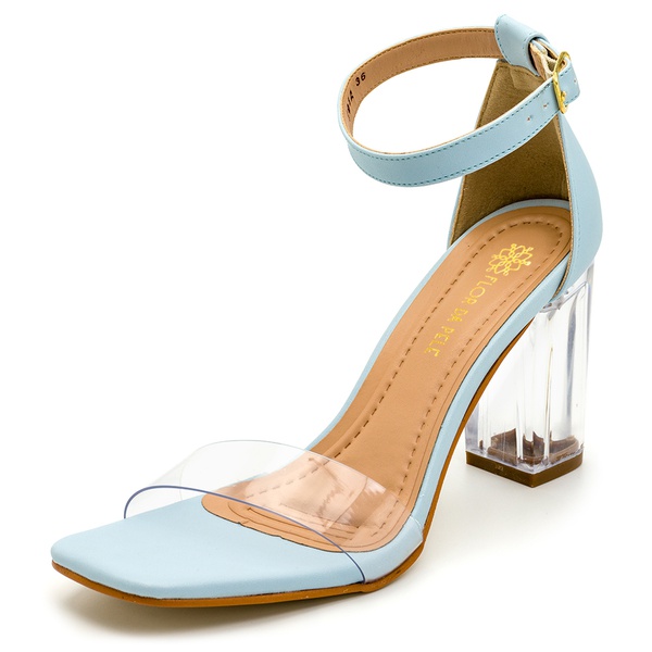 Sandalia Paty Salto Alto Transparente Azul Bebê | Flor da Pele